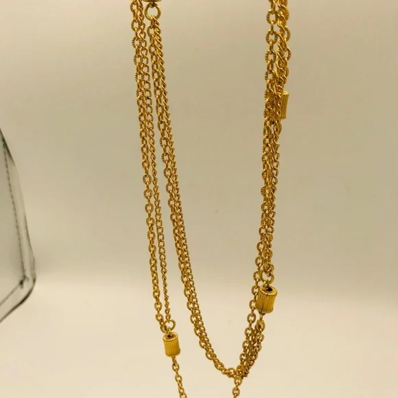 Vintage Long Gold Tone Metal Chain Necklace - Picture 3 of 5